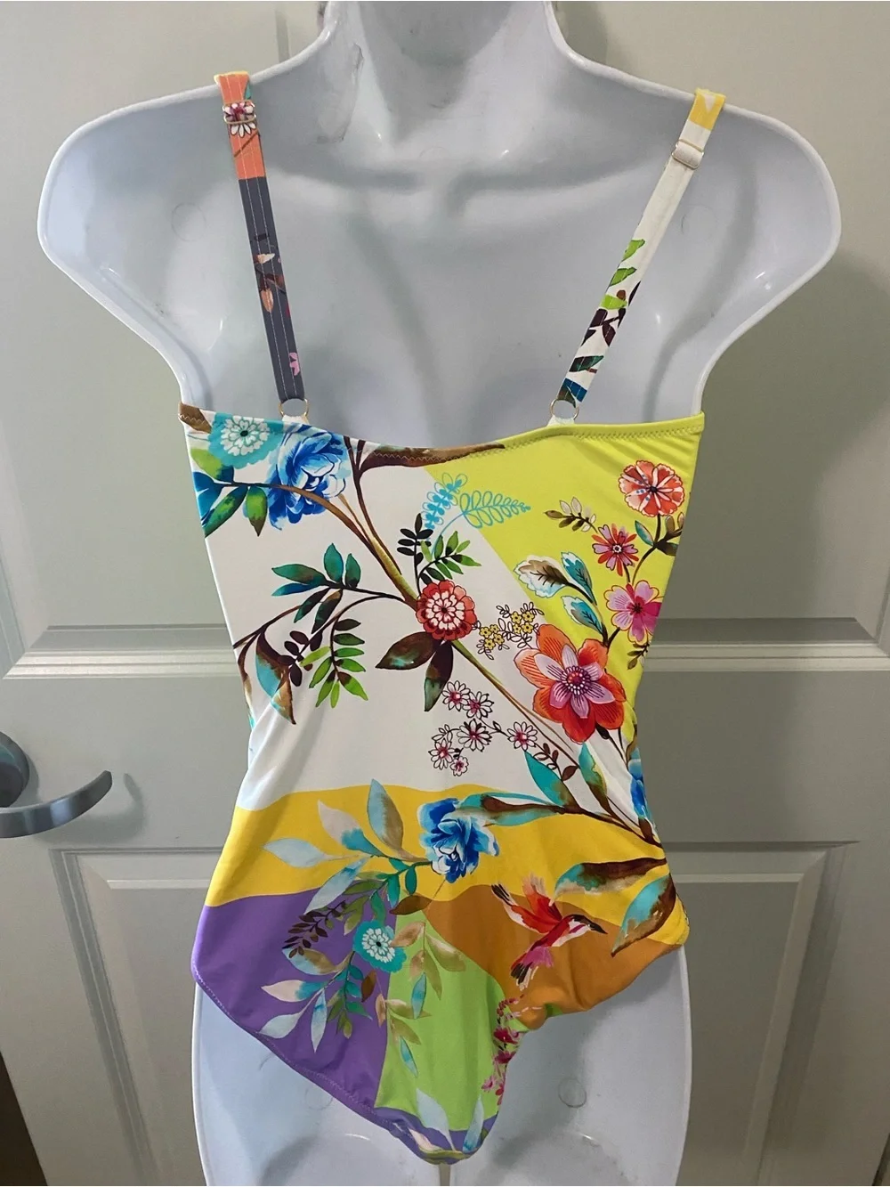 Johnny Was Yellow Floral One-Piece Swimsuit